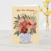 Floral "You Are Amazing" Folded Card - blank insid カード (黄色い花)