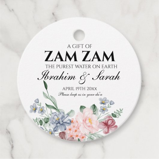 Floral zamzam water nikah muslim wedding フェイバータグ (正面)