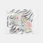 Floral Zebra Crown print Fleece Baby Blanket フリースブランケット (正面(横))