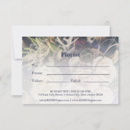 FloralCustomフォトパープルフローリストギフト証明書 ノートカード