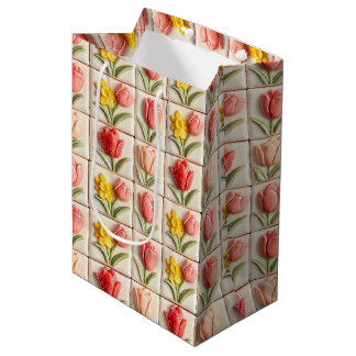 Florale 3D-Keramikfliesen 63/144 Mittlere Geschenk ミディアムペーパーバッグ