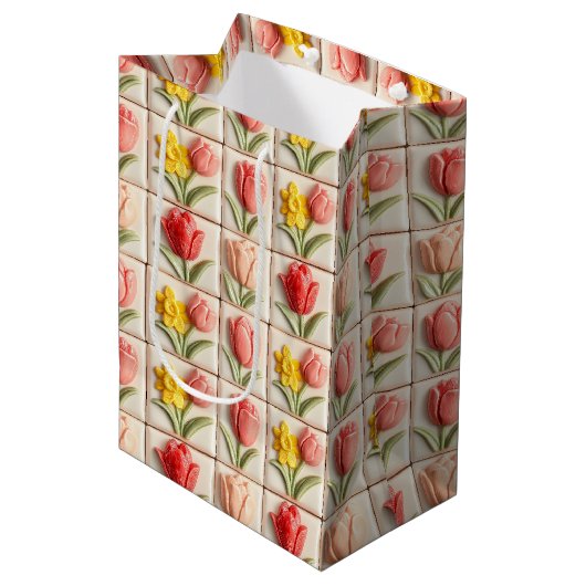 Florale 3D-Keramikfliesen 63/144 Mittlere Geschenk ミディアムペーパーバッグ (正面アングル)