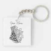 Florale Dreiecke, Tangle Zeichnung - キーホルダー (裏面)