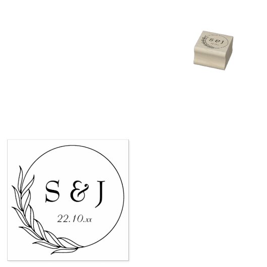 Florale, Initiales, Mariage Moderne ラバースタンプ (押印)