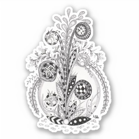 Florale Pflanze im Tangle Design -  シール (正面)