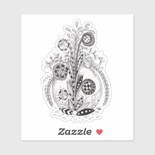 Florale Pflanze im Tangle Design - シール (シート)