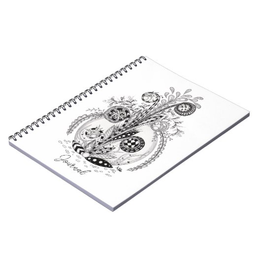 Florale Pflanze im Tangle Design -  ノートブック (左側)