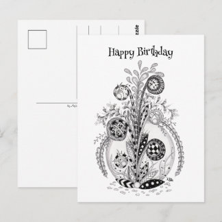 Florale Pflanze im Tangle Design - ポストカード