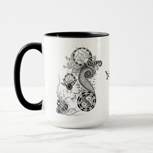 Florale Tangle Zeichnung - マグカップ (左)