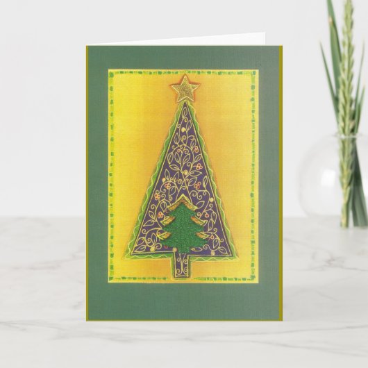 FLORALER WEIHNACHTSBAUM MIT GRÜNEM WEIHNACHTSBAUM シーズンカード (正面)