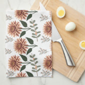 Florales Muster mit Dahlien キッチンタオル (四つ折り)