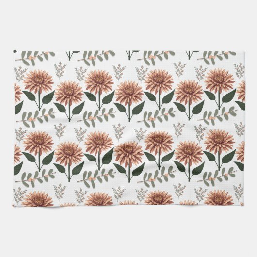 Florales Muster mit Dahlien キッチンタオル (横)