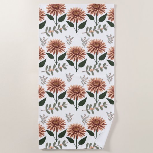 Florales Muster mit Dahlien ビーチタオル (正面)