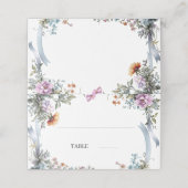 Florals Blue Ribbon Place Cards Elegant プレイスカード (外部開封)