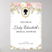 Florals rosa presupuesto Bridgerton Bridal Shower ポスター (正面)