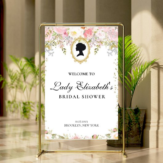 Florals rosa presupuesto Bridgerton Bridal Shower ポスター