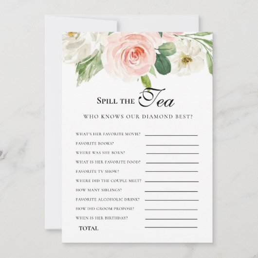 Florals rosa presupuesto Bridgerton Bridal Shower 招待状 (正面)