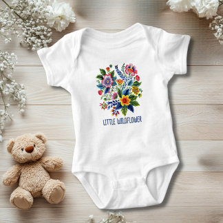 Florals Wildflowers Little Wildflower Baby Shower  ベビーボディスーツ