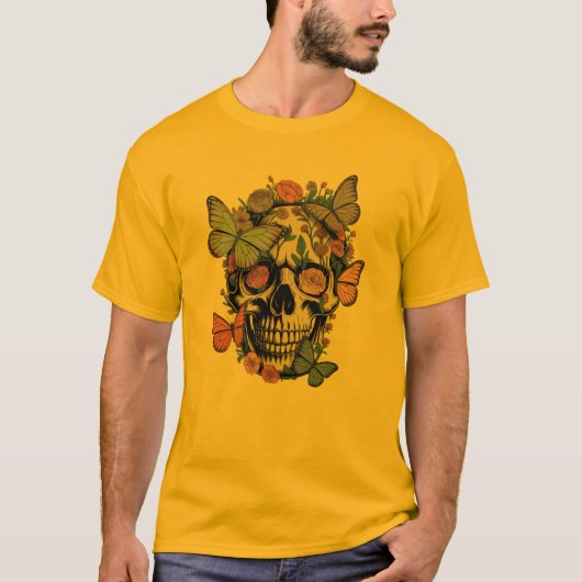 FloralSkullT-Shirt | Ästhetischer SchädelmitBlumen Tシャツ (正面)