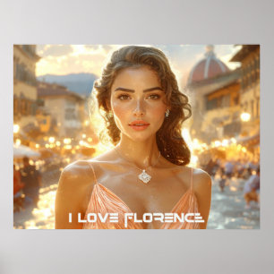FLORENCE - イタリア - フィレンツェが好き ポスター