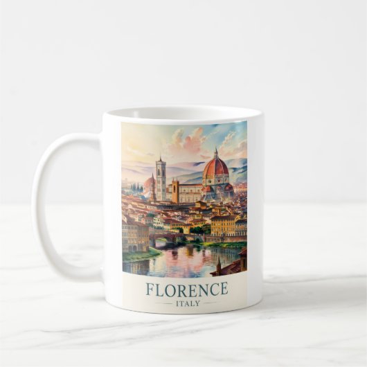Florence Duomo Cathedral Watercolor Italy Travel コーヒーマグカップ (左)