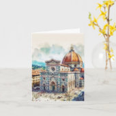 Florence Duomo Italy Waterolor カード (黄色い花)