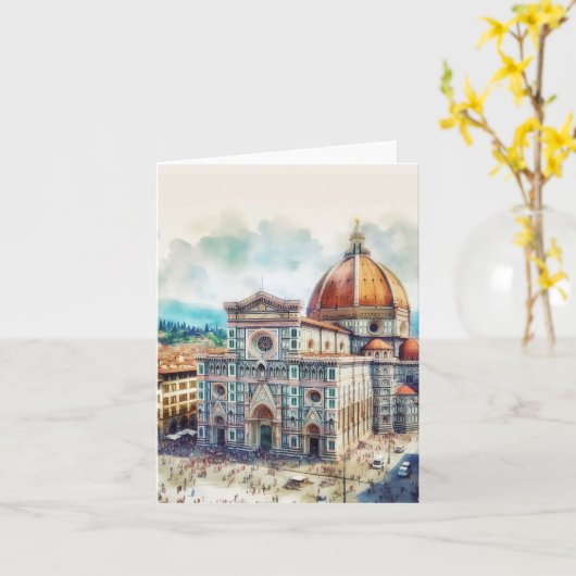 Florence Duomo Italy Waterolor カード (黄色い花)