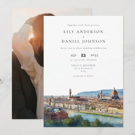 Florence Italian Destination Photo Wedding 招待状 (正面/裏面)