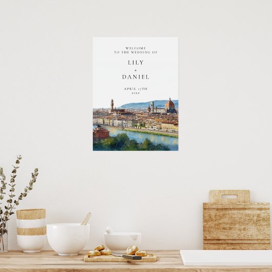 Florence Italian Wedding Welcome Sign ポスター (キッチン)