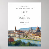 Florence Italian Wedding Welcome Sign ポスター (正面)