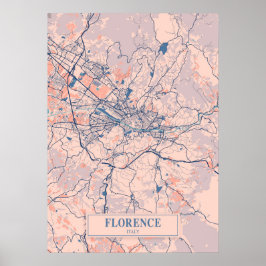 Florence - Italy Breezy City Map ポスター