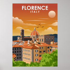 Florence Italy European City Travel Illustration ポスター