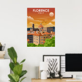 Florence Italy European City Travel Illustration ポスター (ホームオフィス)
