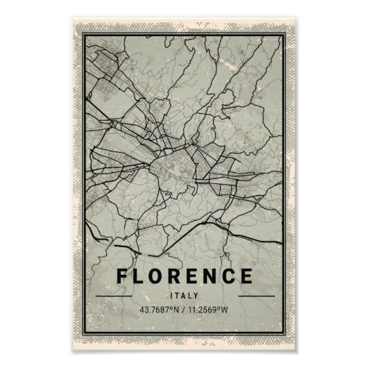 Florence italy map print poster canvas フォトプリント            (正面)