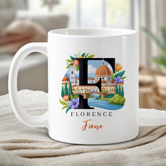 Florence Italy Monogram Letter F Personalized Gift コーヒーマグカップ