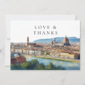 Florence Italy Watercolor Wedding Photo サンキューカード (正面)