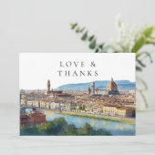 Florence Italy Watercolor Wedding Photo サンキューカード (スタンド正面)