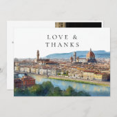 Florence Italy Watercolor Wedding Photo サンキューカード (正面/裏面)