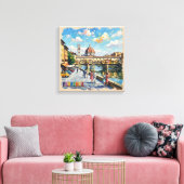 Florence Ponte Vecchio Duomo Scene Canvas キャンバスプリント (インサイチュ (リビング))