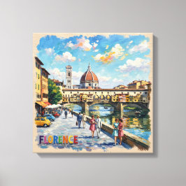 Florence Ponte Vecchio Duomo Scene Canvas キャンバスプリント