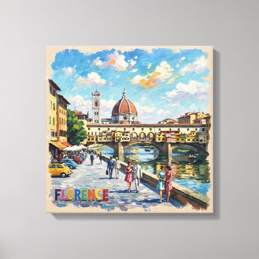 Florence Ponte Vecchio Duomo Scene Canvas キャンバスプリント (正面)
