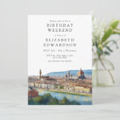 Florence Skyline Watercolor Birthday Weekend 招待状 (スタンド正面)