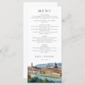 Florence Skyline Watercolor Elegant Wedding メニュー (正面/裏面)