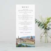 Florence Skyline Watercolor Elegant Wedding メニュー (スタンド正面)