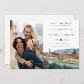 Florence Skyline Watercolor Photo Wedding セーブザデート (正面/裏面)