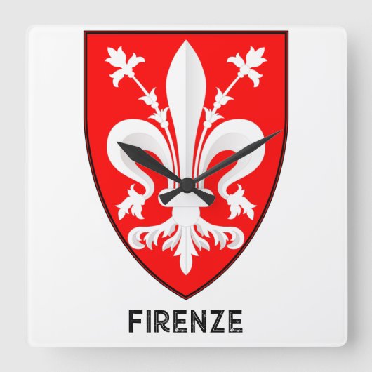 Florentine Lily Coat of Arms Fine Art スクエア壁時計 (正面)