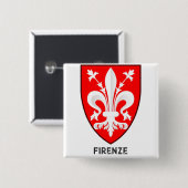 Florentine Lily Coat of Arms Fine Art 缶バッジ (正面&裏面)