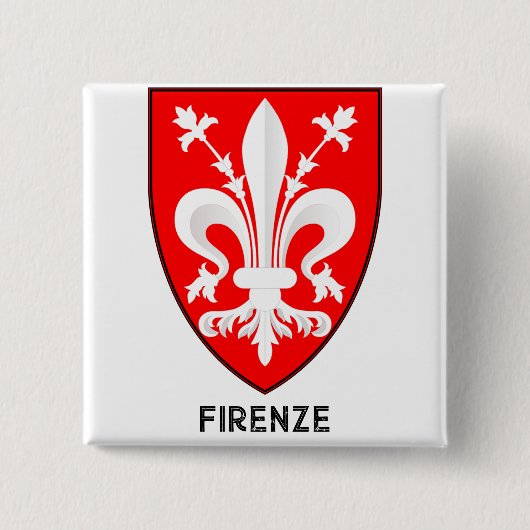 Florentine Lily Coat of Arms Fine Art 缶バッジ (正面)