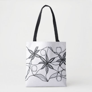 Flores abstractas en blanco y negro トートバッグ