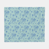 Flores azules フリースブランケット (正面(横))